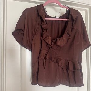 NWT Old Navy Chocolate Ruffled Blouse